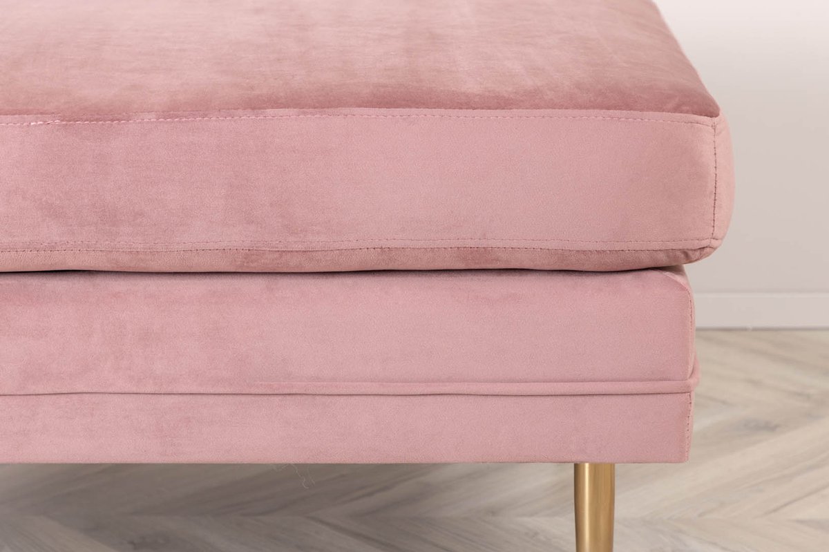 Boom Poef, Hocker Velours Messing,. - Roze