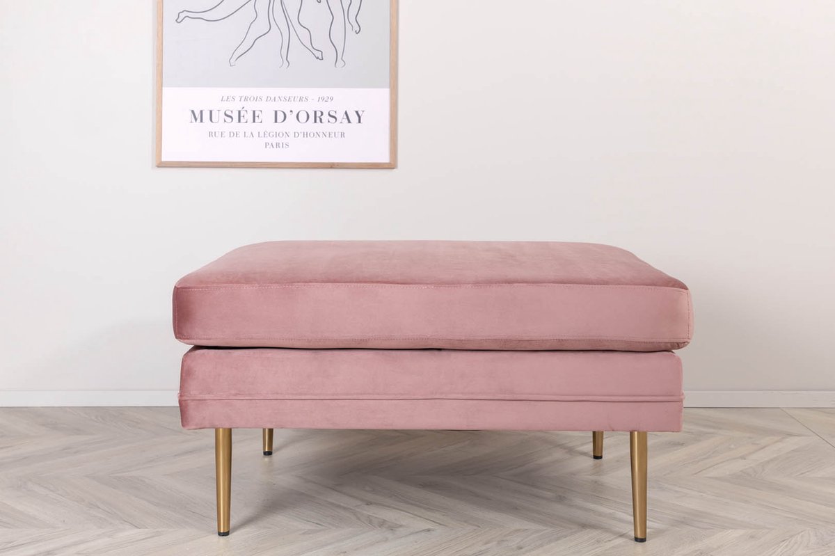 Boom Poef, Hocker Velours Messing,. - Roze