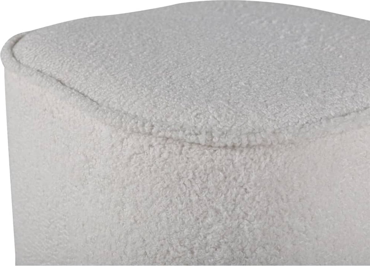 Piff Poef, Hocker Ø44cm Teddystof Wit.
