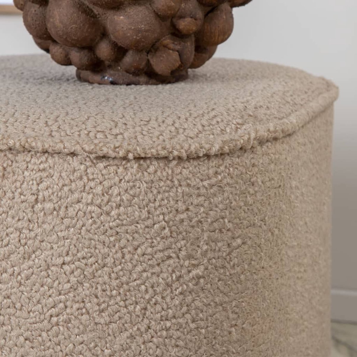 Piff Poef, Hocker Ø44cm Teddystof. - Beige