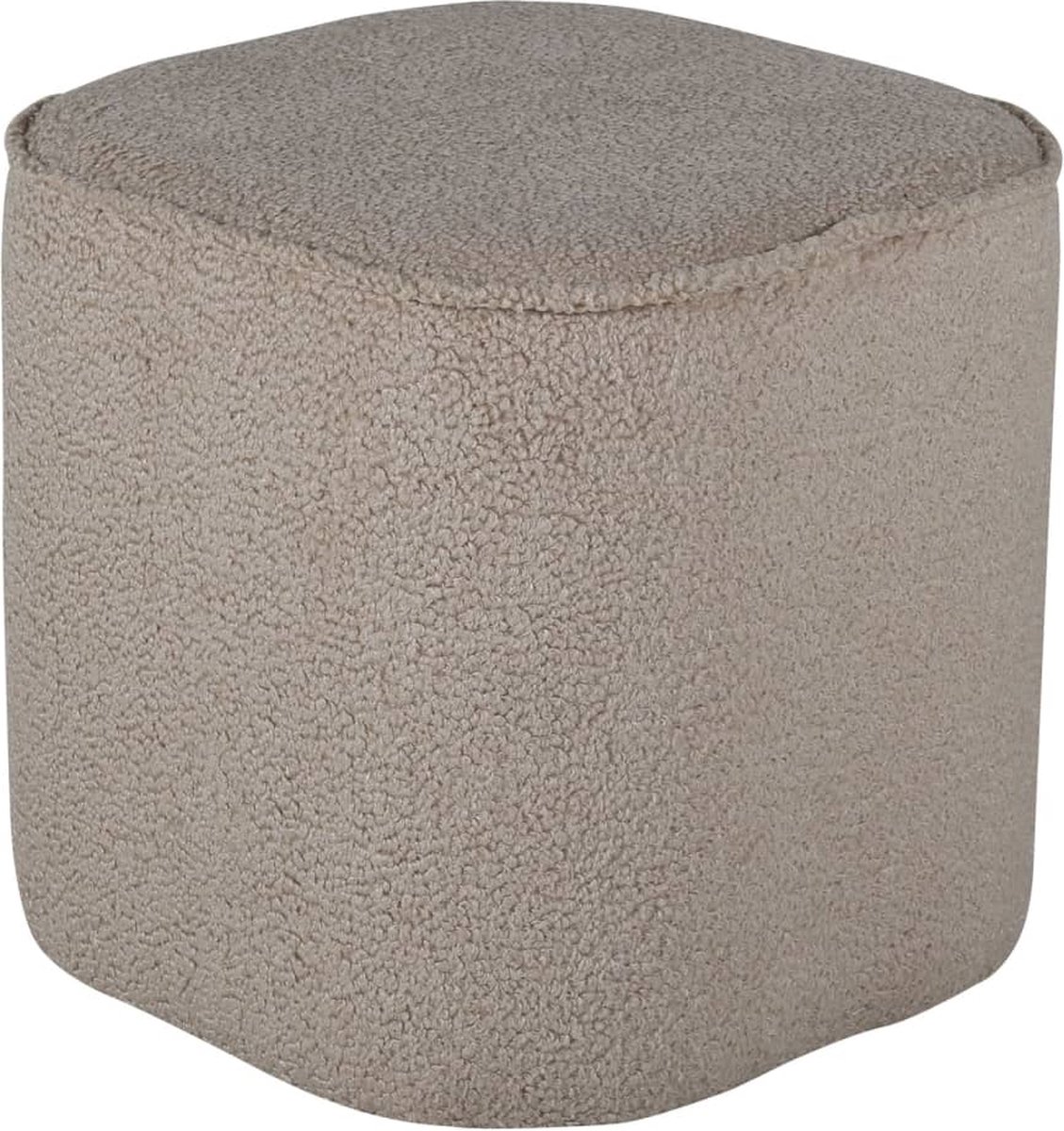 Piff Poef, Hocker Ø44cm Teddystof. - Beige