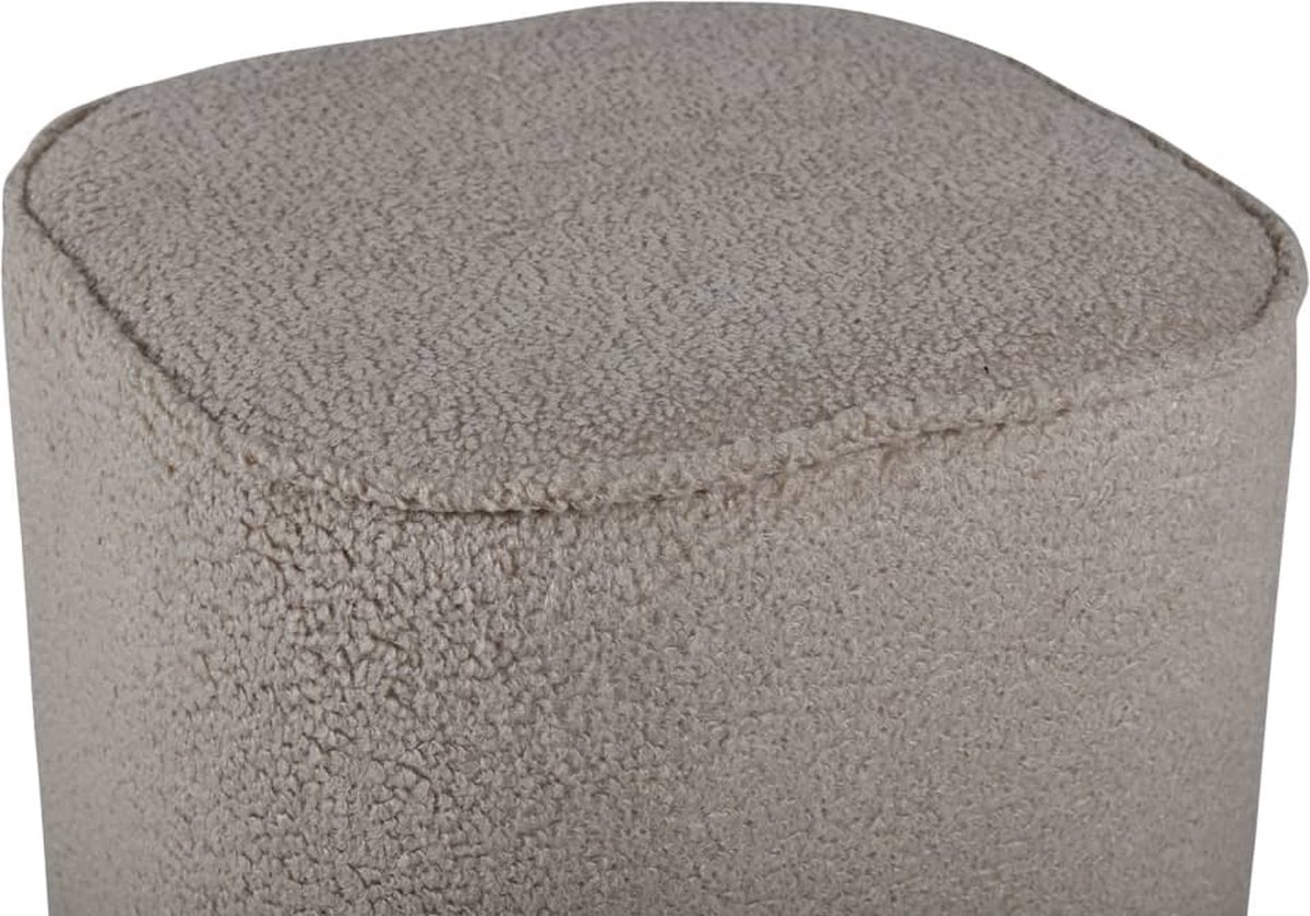 Piff Poef, Hocker Ø44cm Teddystof. - Beige