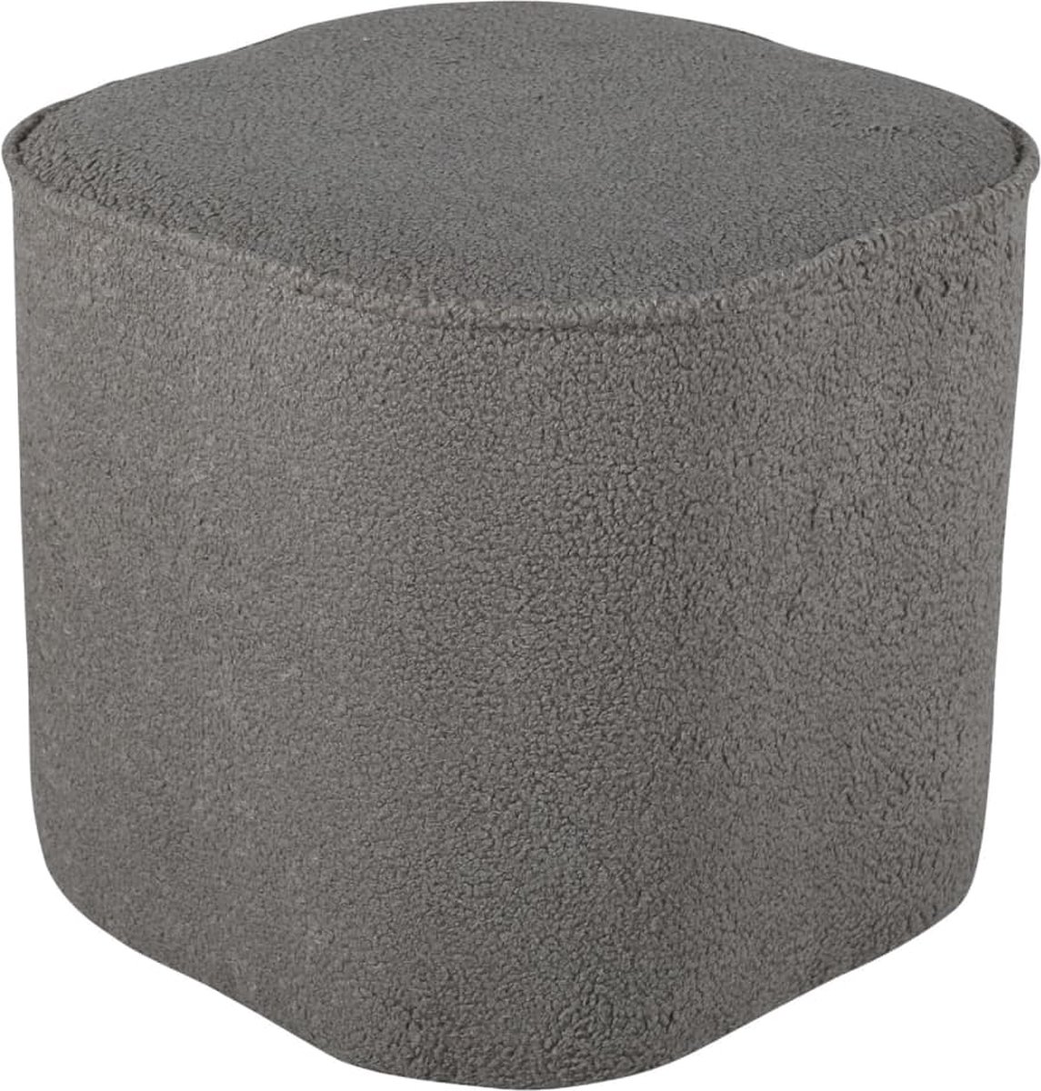 Piff Poef, Hocker Ø44cm Teddystof. - Grijs