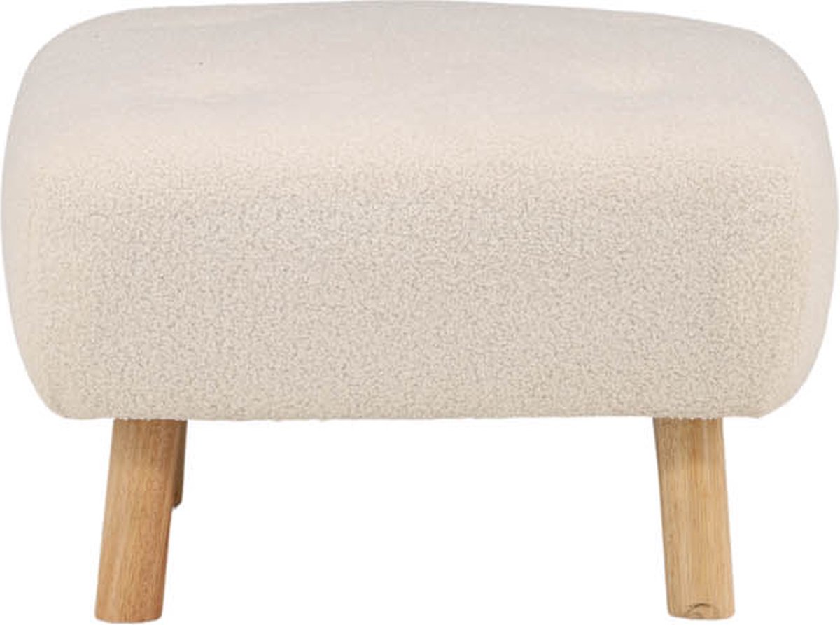 Salina Poef, Hocker Teddystof Naturel, Wit.