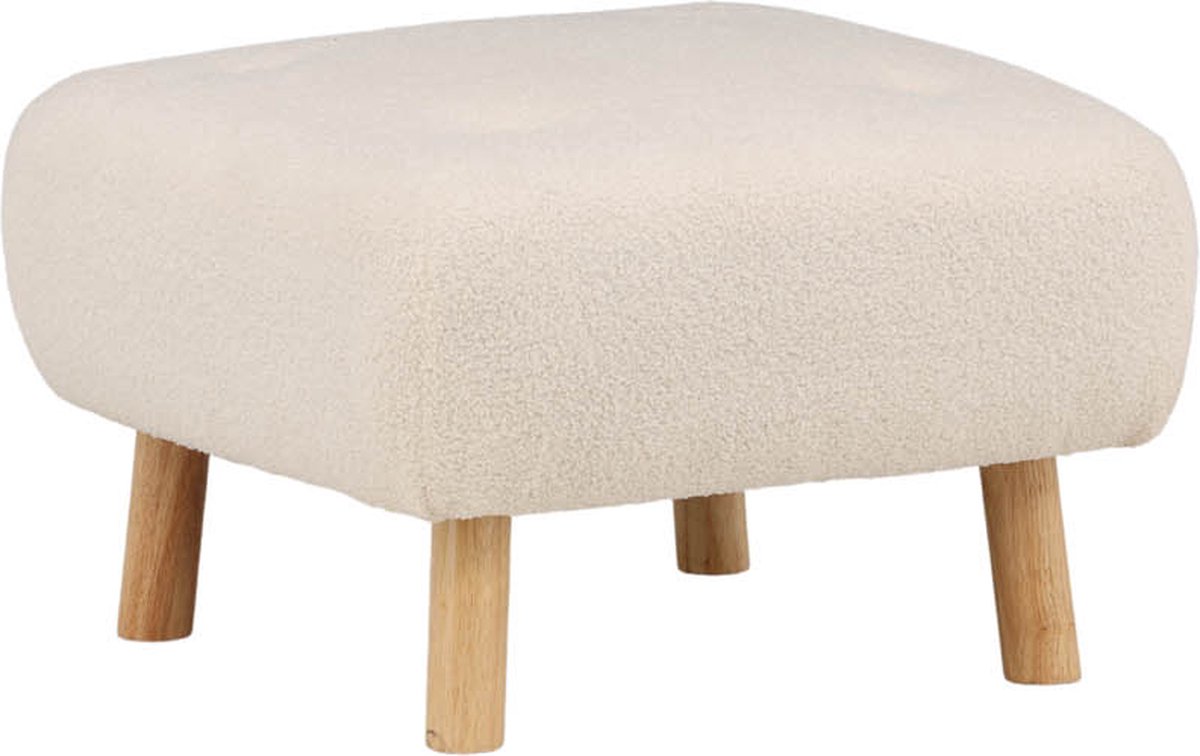 Salina Poef, Hocker Teddystof Naturel, Wit.