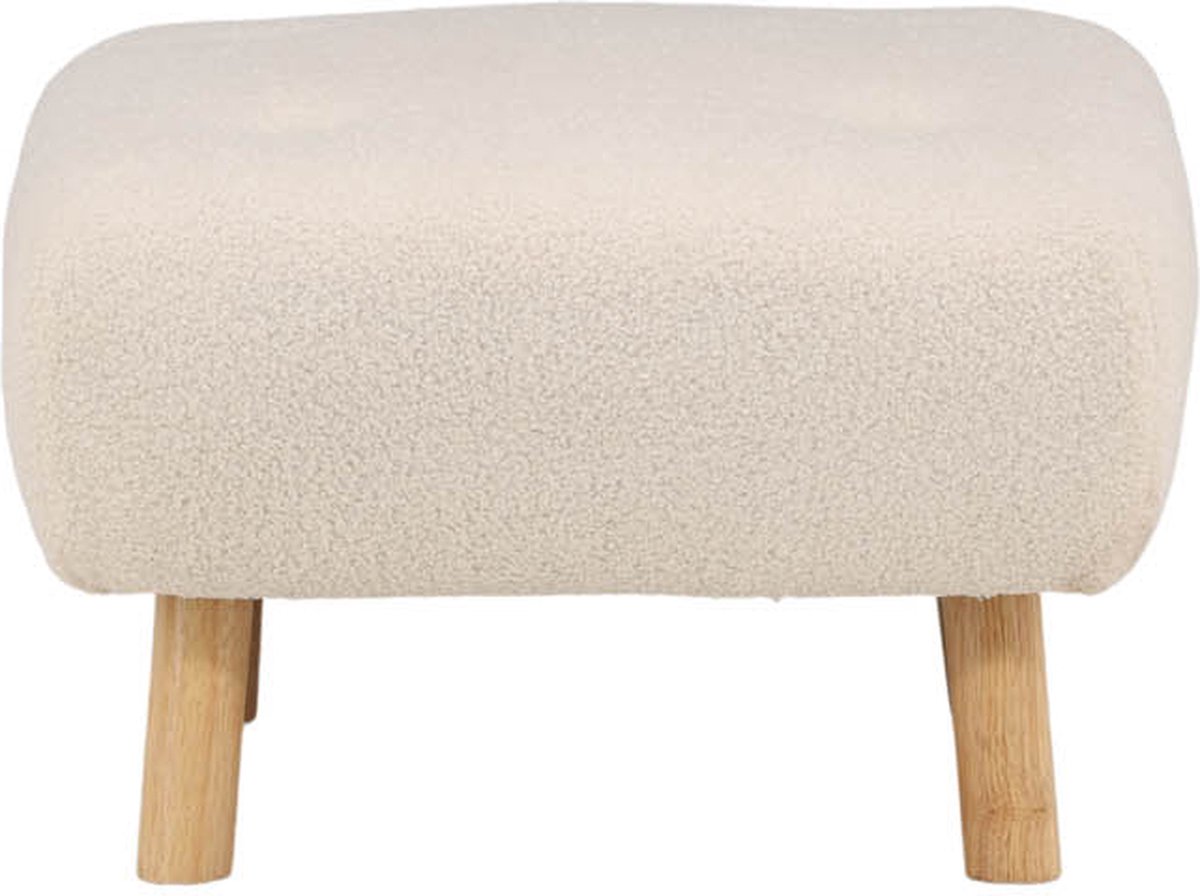 Salina Poef, Hocker Teddystof Naturel, Wit.