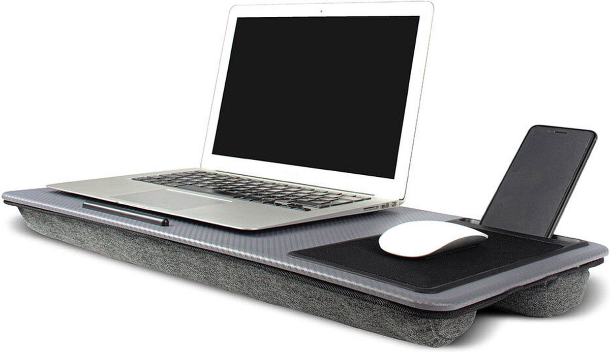 Ingenuity Ingenious Gifting - Laptoptafel Multifuctioneel - Schootbureau - Muismat En Telefoonhouder - Carbon - Zwart