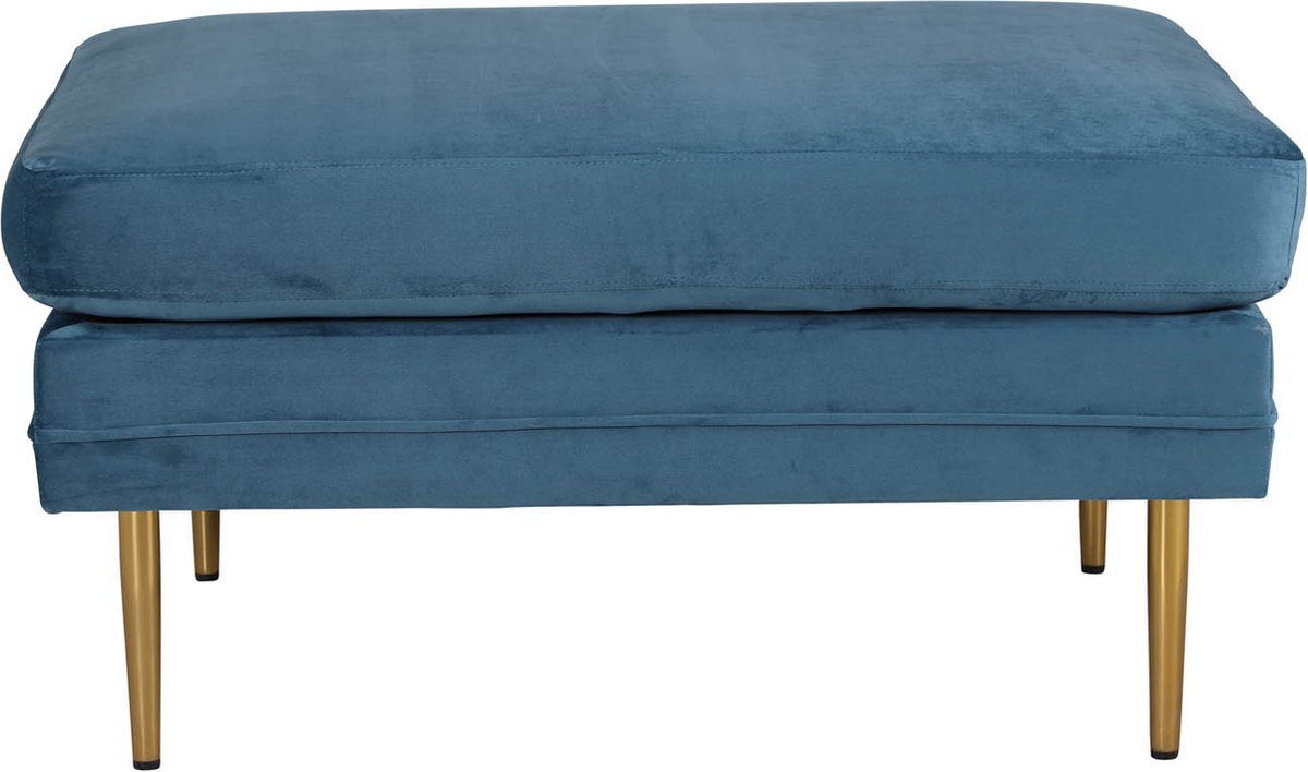 Boom Poef, Hocker Velours, Messing. - Blauw