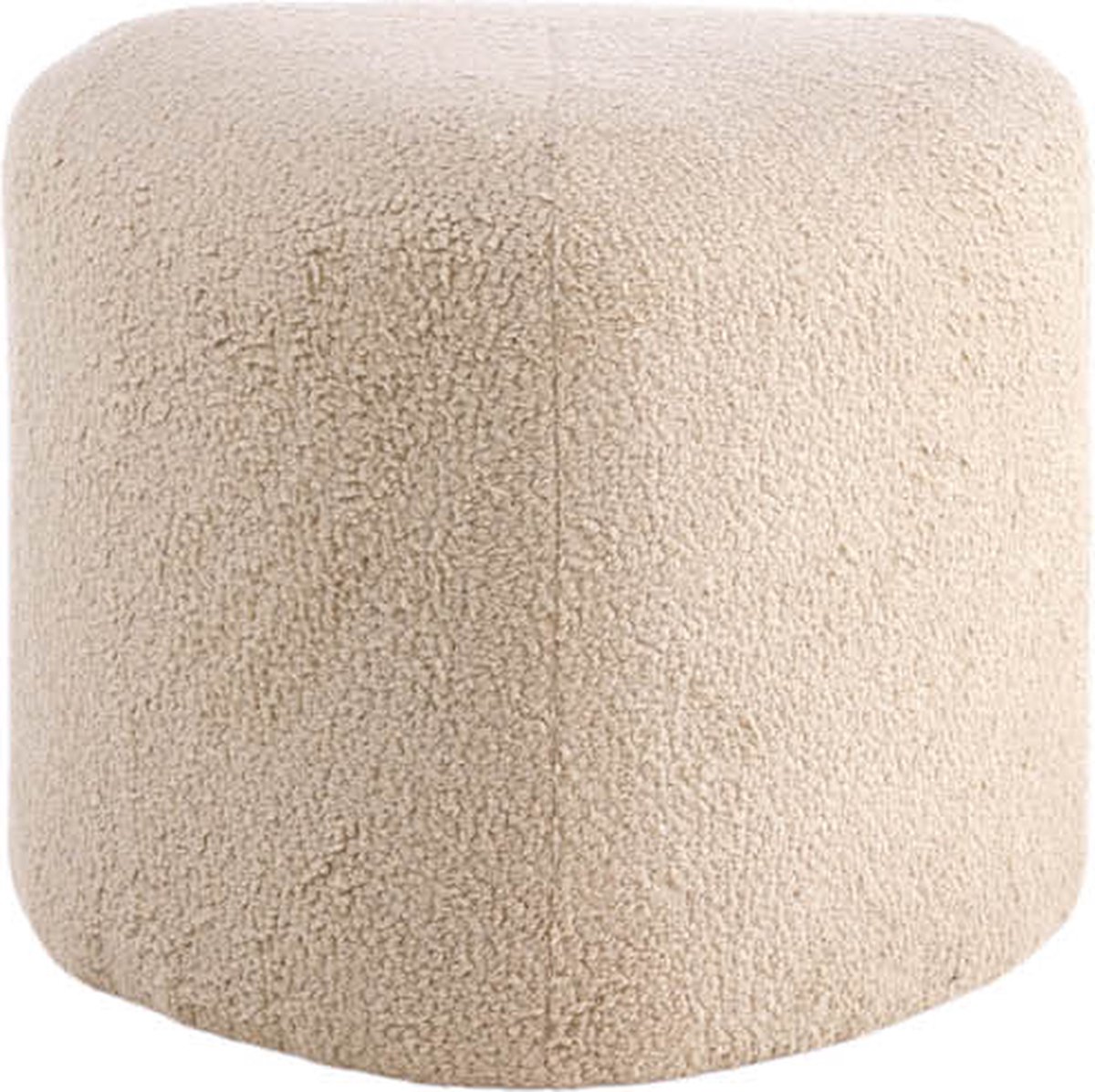 Peg Poef, Hocker Ø46cm Teddystof. - Beige