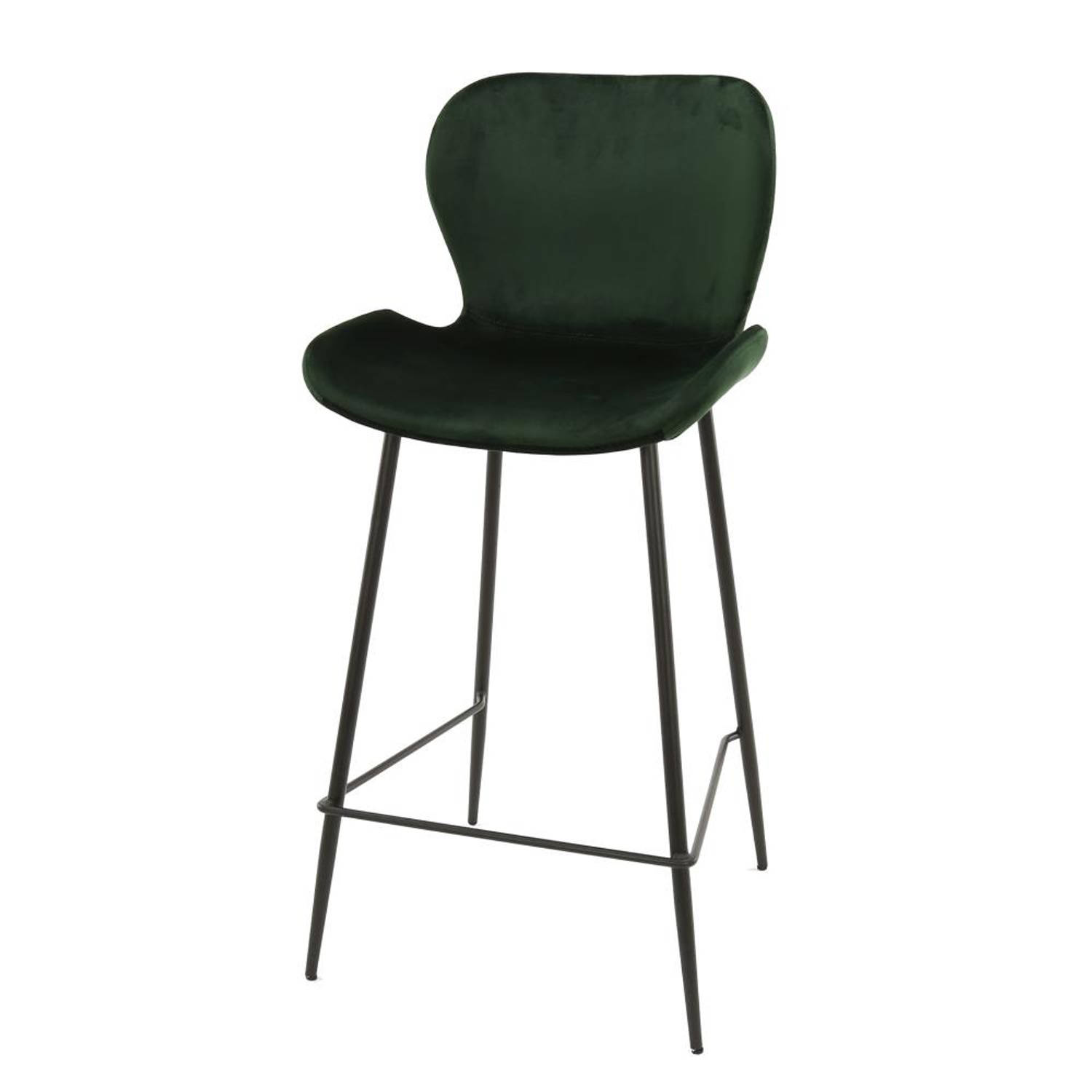 Giga Meubel Gm Barstoel Velvet - Zithoogte 67cm - Zwart Onderstel - Groen