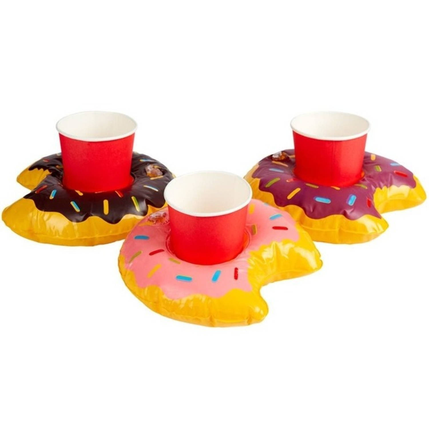 6x Opblaasbare Drankhouders Donut 20 Cm - Opblaasfiguren