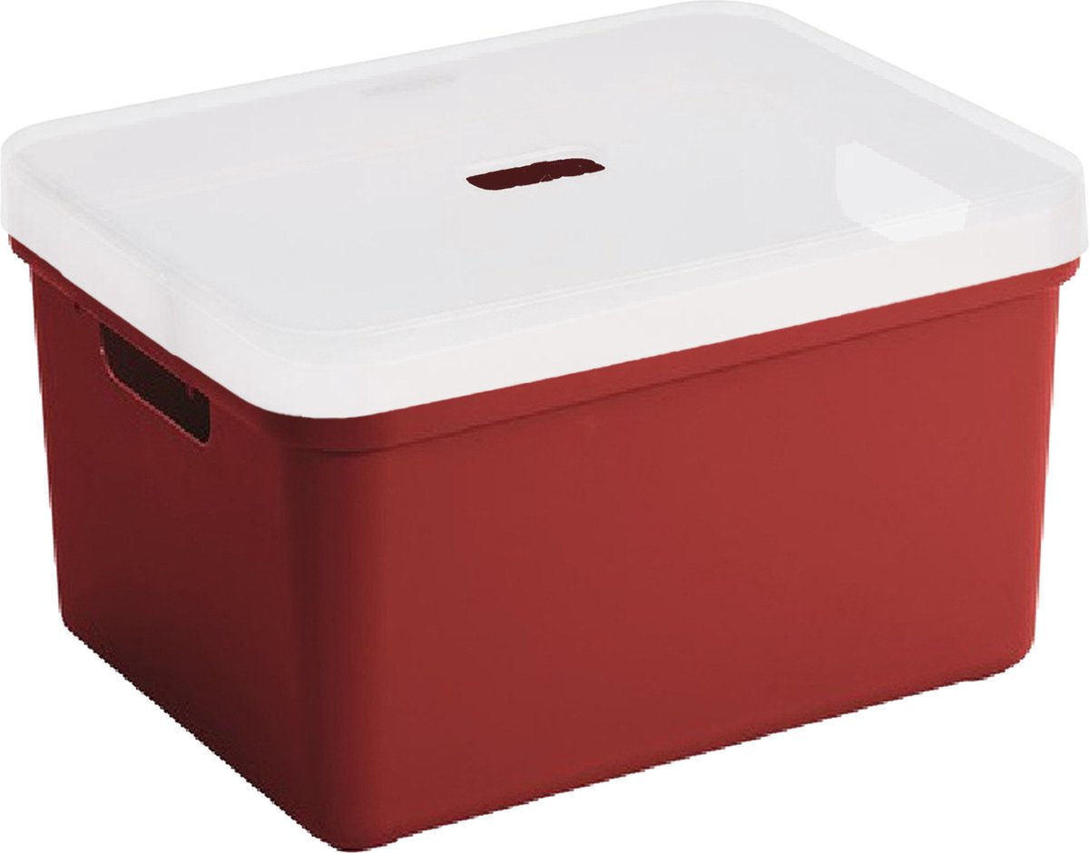 Sunware Opbergbox/mand 32 Liter Kunststof Met Transparante Deksel - Opbergbox - Rood