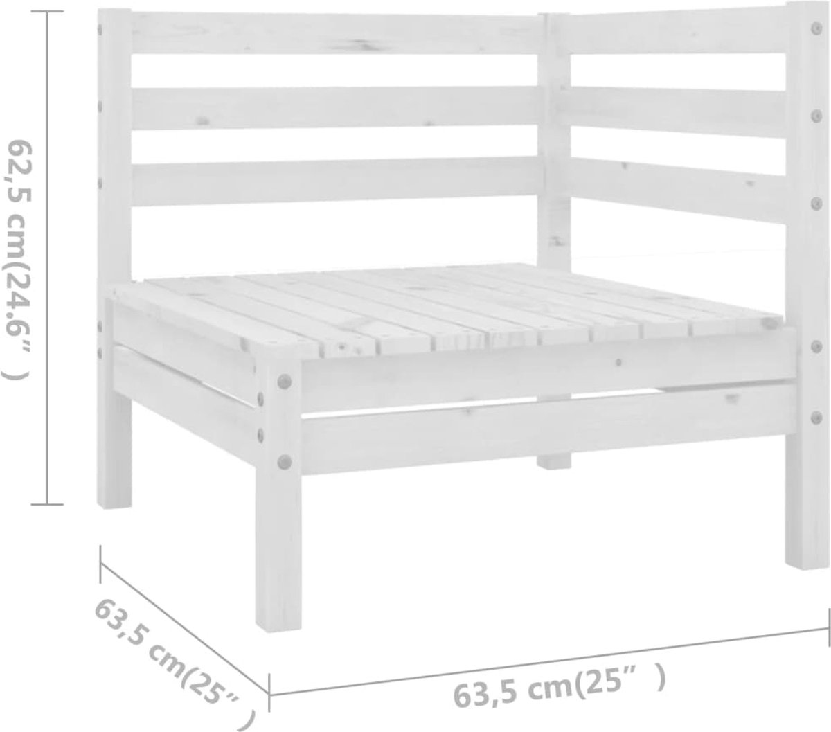 Vidaxl 6-delige Loungeset Massief Grenenhout Wit