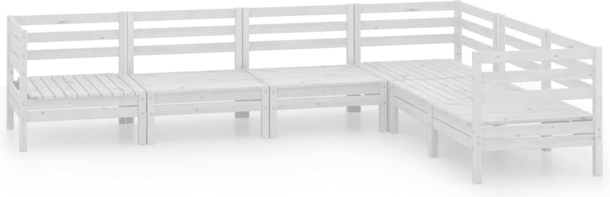 Vidaxl 6-delige Loungeset Massief Grenenhout Wit