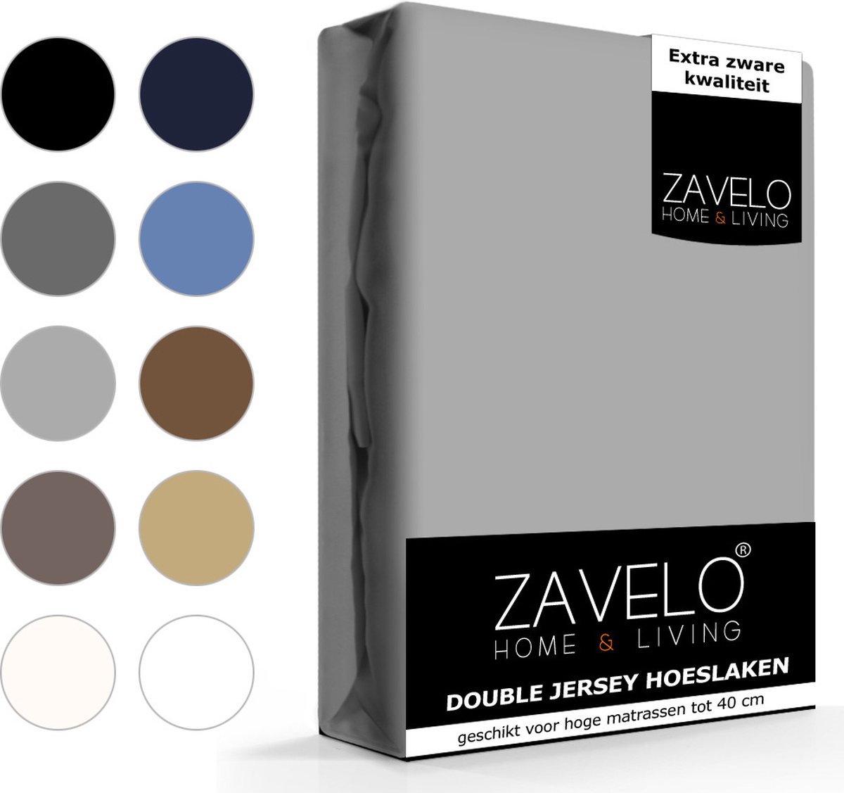 Slaaptextiel Zavelo Double Jersey Hoeslaken-1-persoons (90x200 Cm) - Grijs