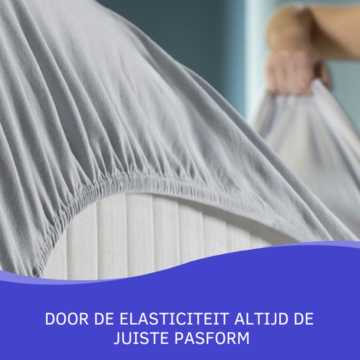 Slaaptextiel Zavelo Double Jersey Hoeslaken-lits-jumeaux (160x200 Cm) - Blauw