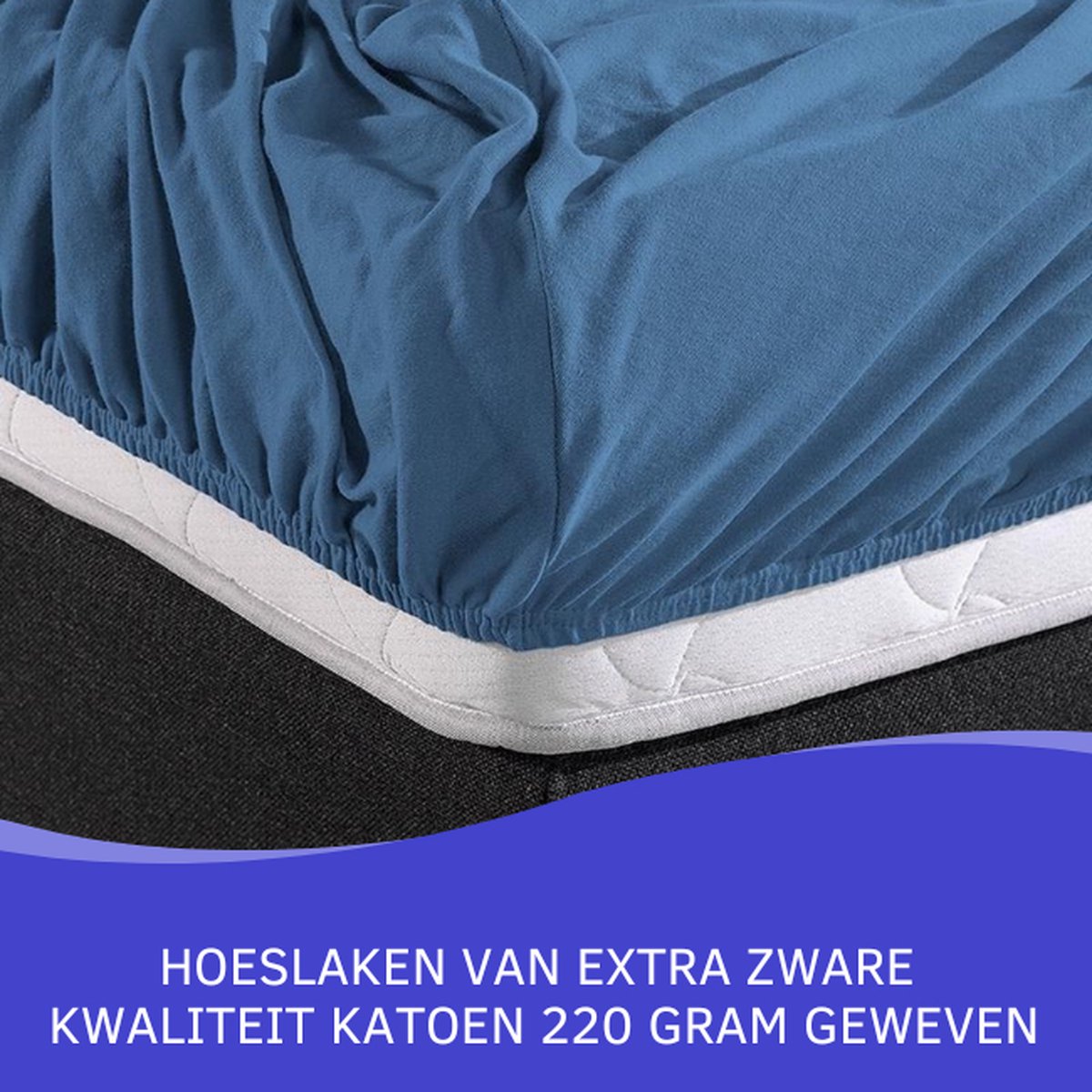 Slaaptextiel Zavelo Double Jersey Hoeslaken-lits-jumeaux (160x200 Cm) - Blauw
