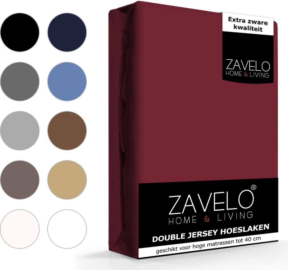 Slaaptextiel Zavelo Double Jersey Hoeslaken Bordeaux-lits-jumeaux (200x220 Cm) - Rood