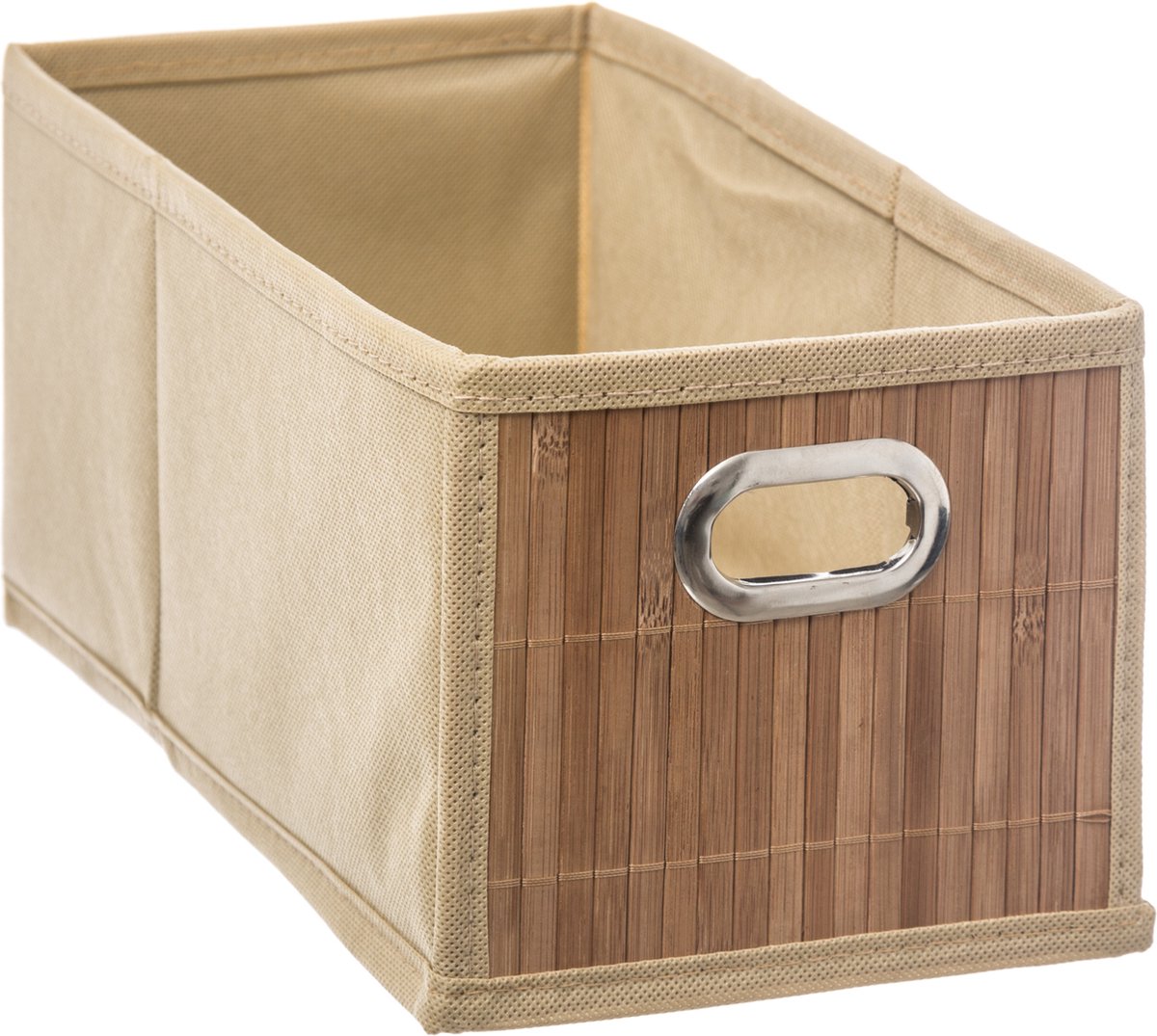 2x Stuks Opbergmand/kastmand 6.5 Liter Linnen/bamboe 15 X 14 X 31 Cm - Opbergmanden - Beige
