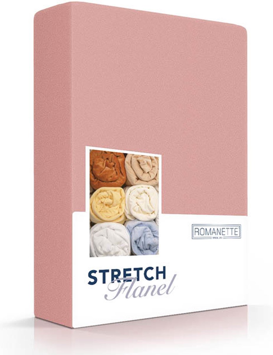 Romanette Flanellen Stretch Hoeslaken Poederrose-140/150 X 200/210/220 Cm - Roze