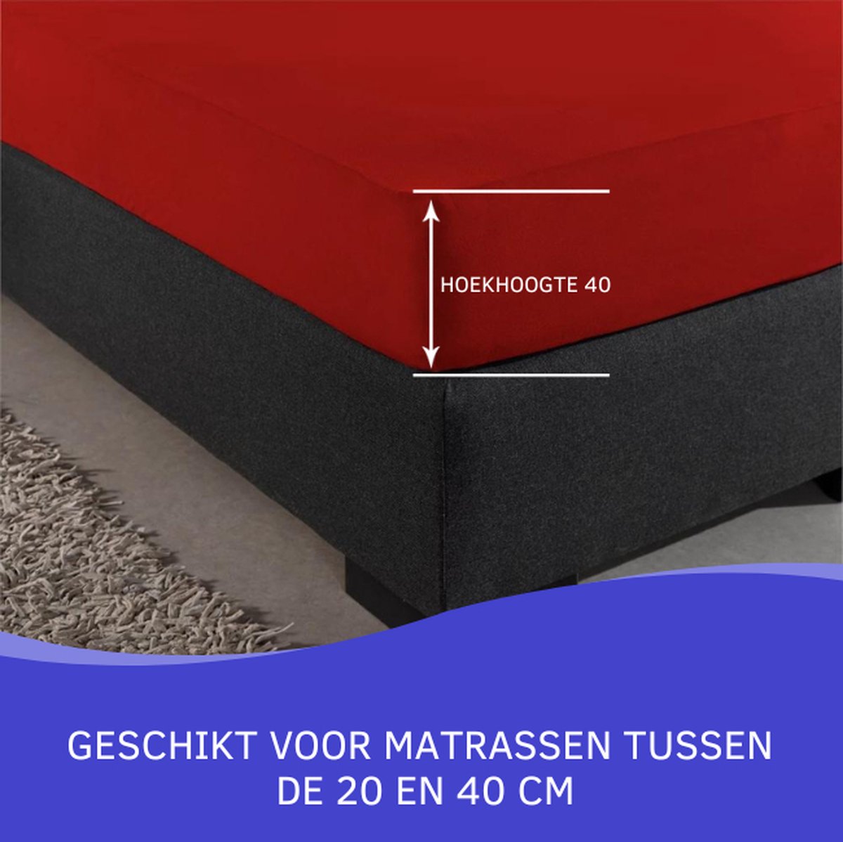Slaaptextiel Zavelo Double Jersey Hoeslaken-1-persoons (90x200 Cm) - Rood