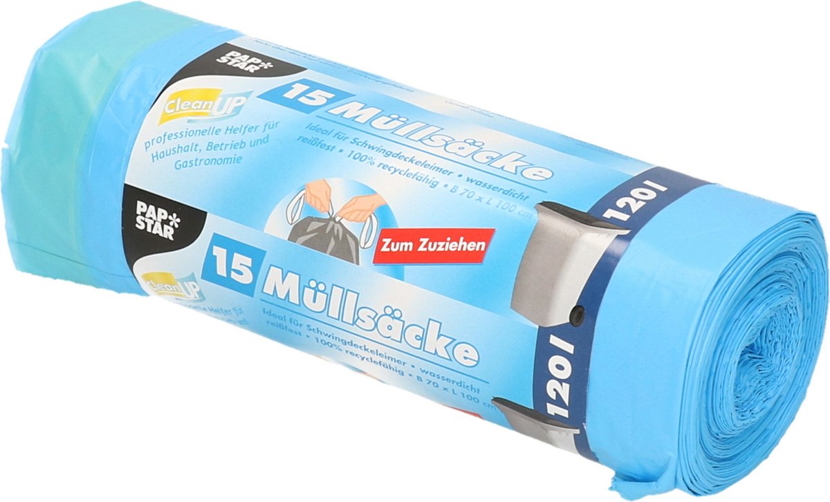 Papstar 30x Stuks Afvalzakken/vuilniszakken - 120 Liter Containerzakken - Vuilniszakken - Blauw