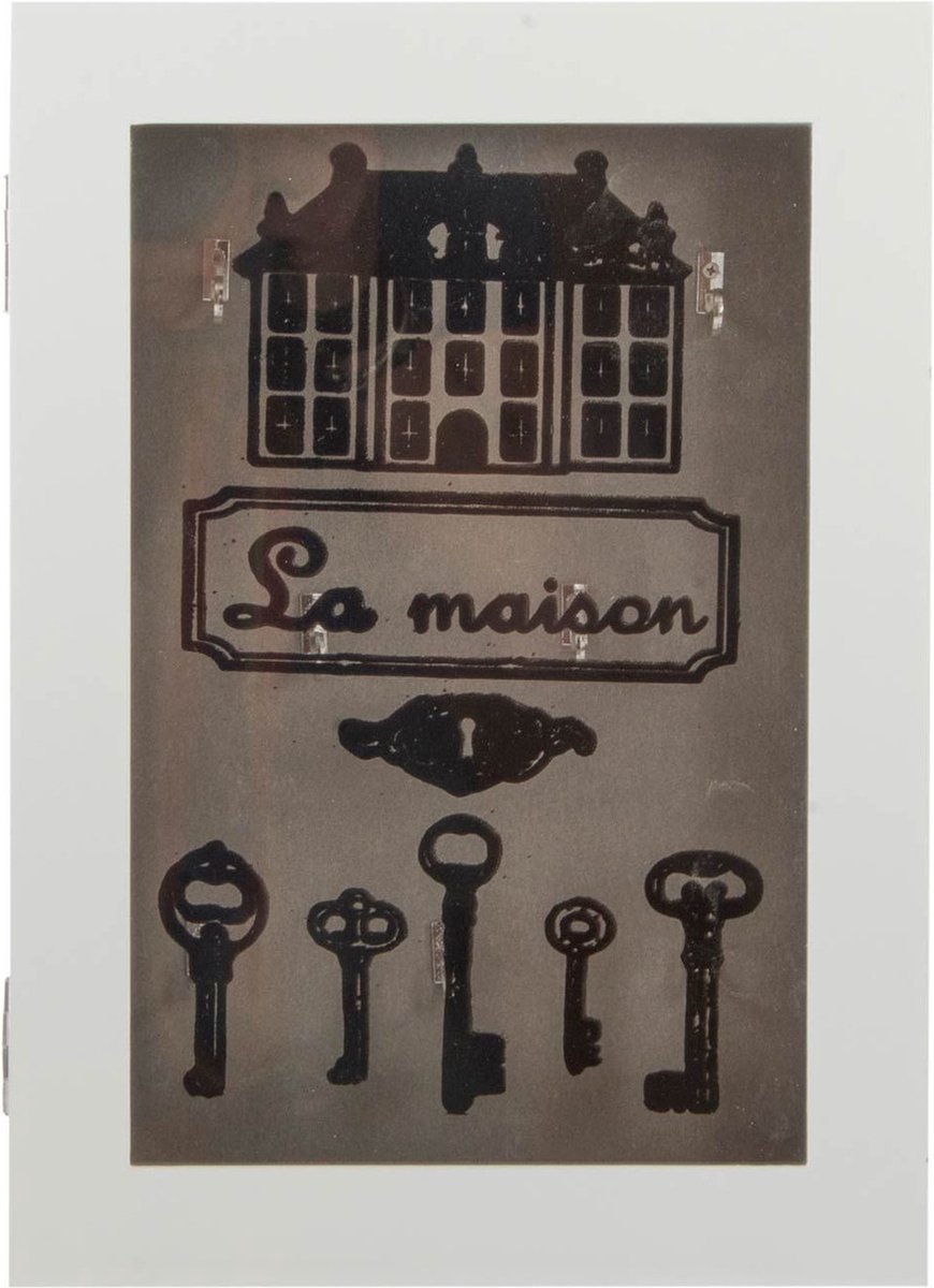 Houten Sleutelkastje Met 10x Stuks Sleutellabels - Wit La Maison - Sleutelkluisjes