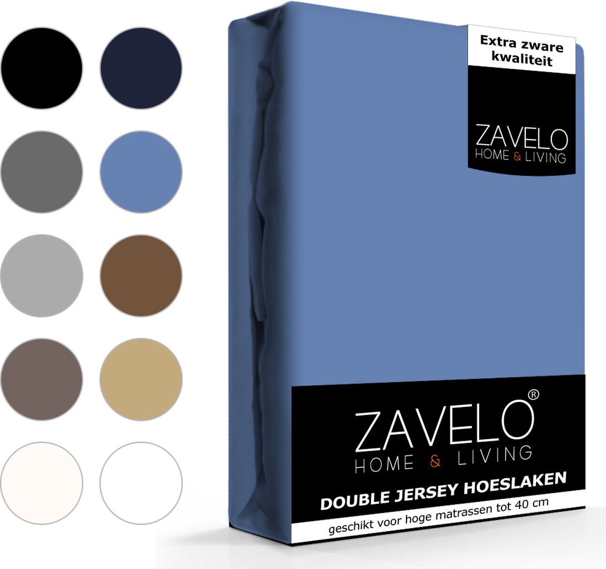 Slaaptextiel Zavelo Double Jersey Hoeslaken-lits-jumeaux (180x220 Cm) - Blauw