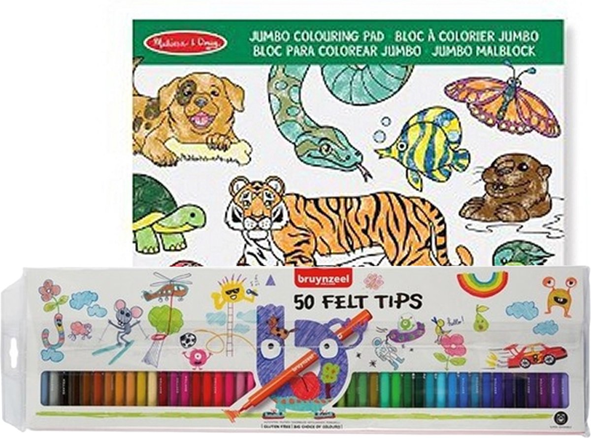 Dieren Kleurboek Met 50x Topwrite Viltstiften Set - Kleurboeken