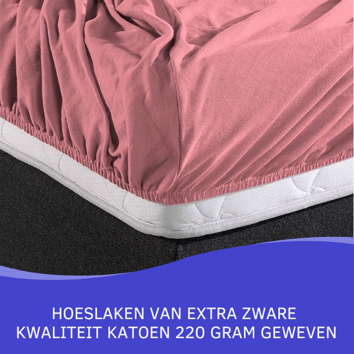 Slaaptextiel Zavelo Double Jersey Hoeslaken-lits-jumeaux (160x200 Cm) - Roze