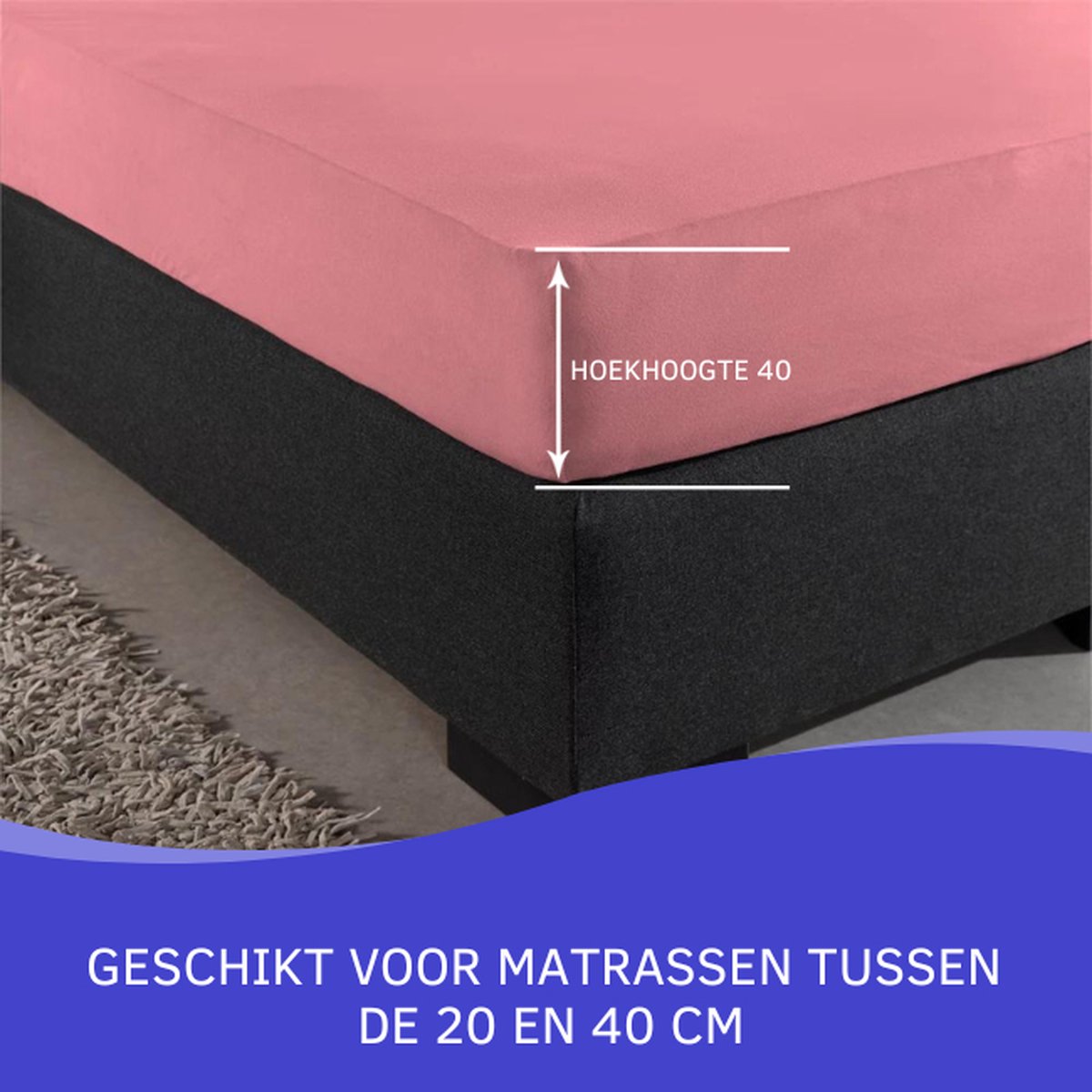 Slaaptextiel Zavelo Double Jersey Hoeslaken-lits-jumeaux (160x200 Cm) - Roze