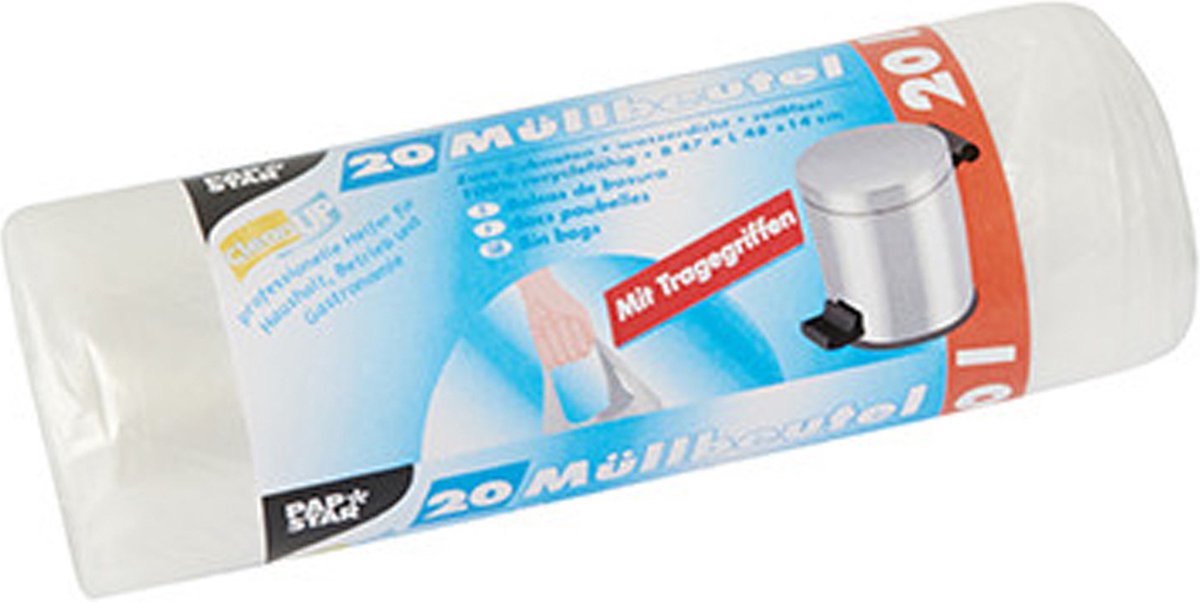 Papstar 40x Stuks Afvalzakken/vuilniszakken - 20 Liter - Transparant - Prullenbak Zakken - Vuilniszakken