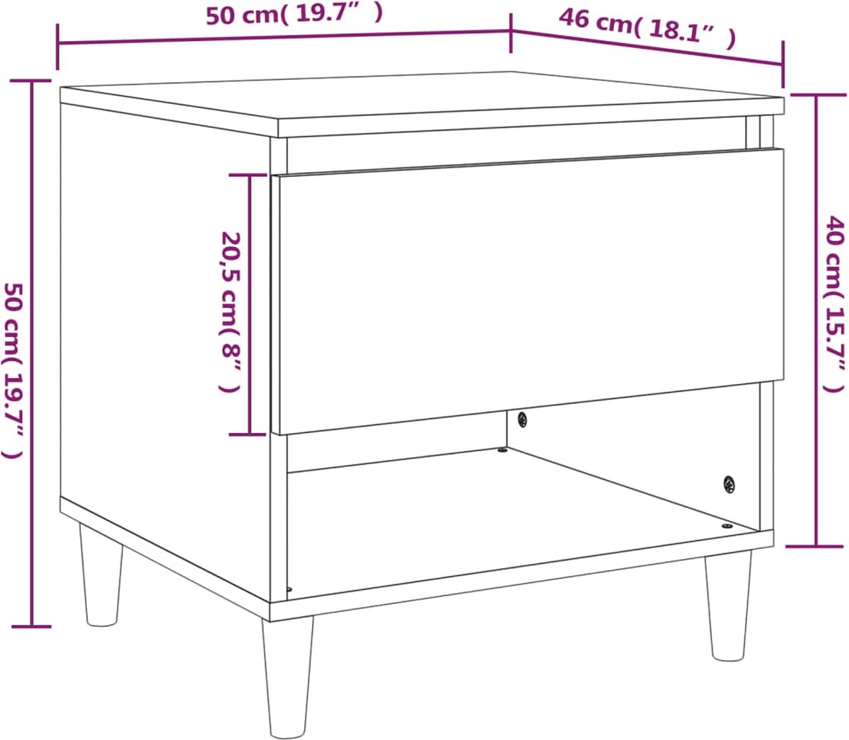 Vidaxl Nachtkastjes 2 St 50x46x50 Cm Bewerkt Hout Hoogglans Wit
