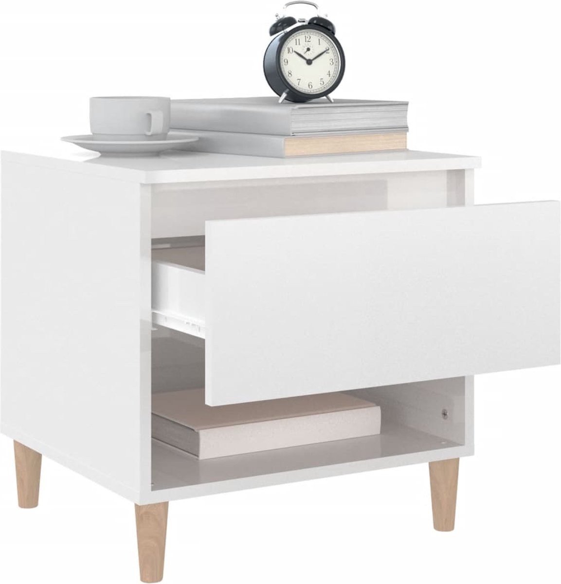 Vidaxl Nachtkastjes 2 St 50x46x50 Cm Bewerkt Hout Hoogglans Wit