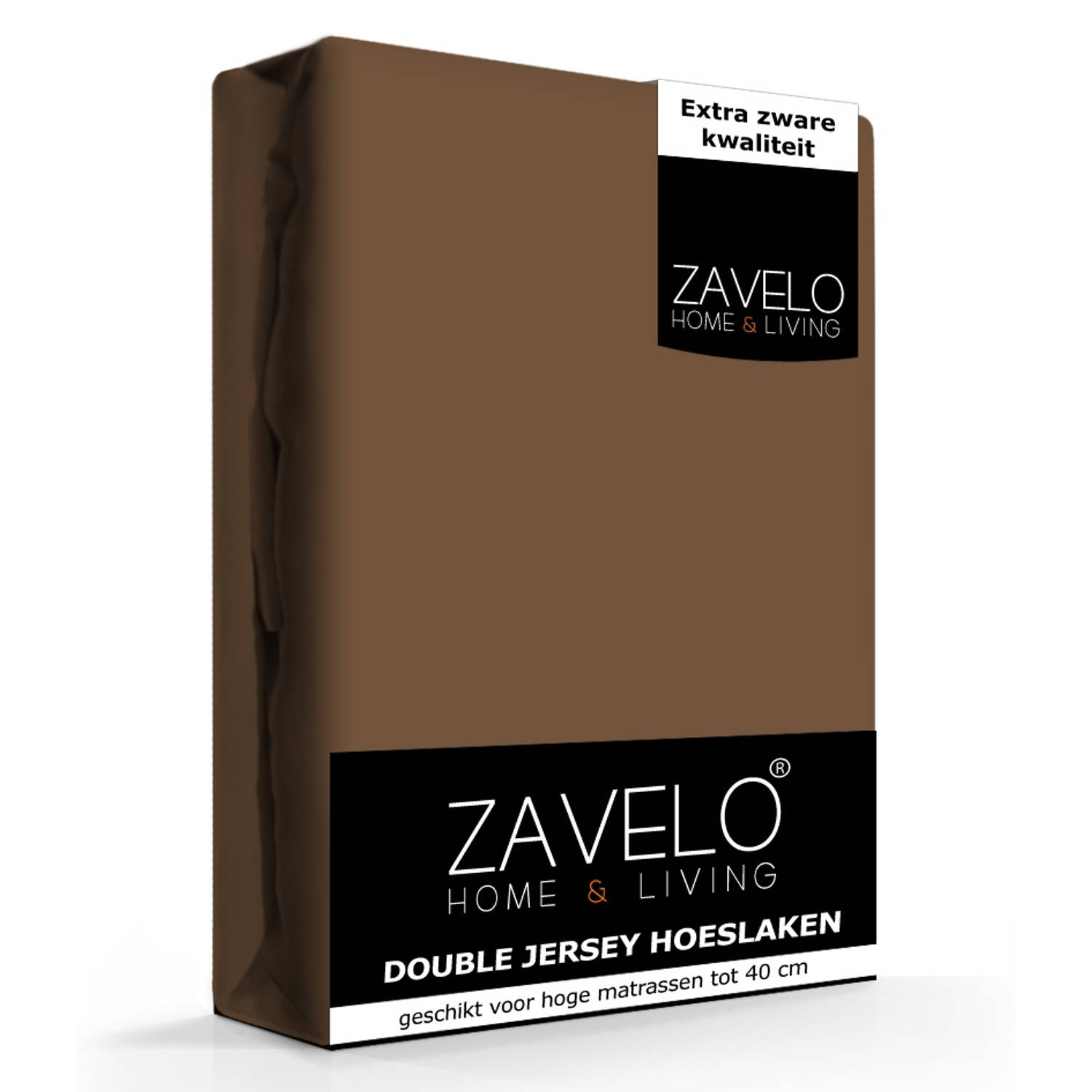 Slaaptextiel Zavelo Double Jersey Hoeslaken Bruin-lits-jumeaux (180x220 Cm)