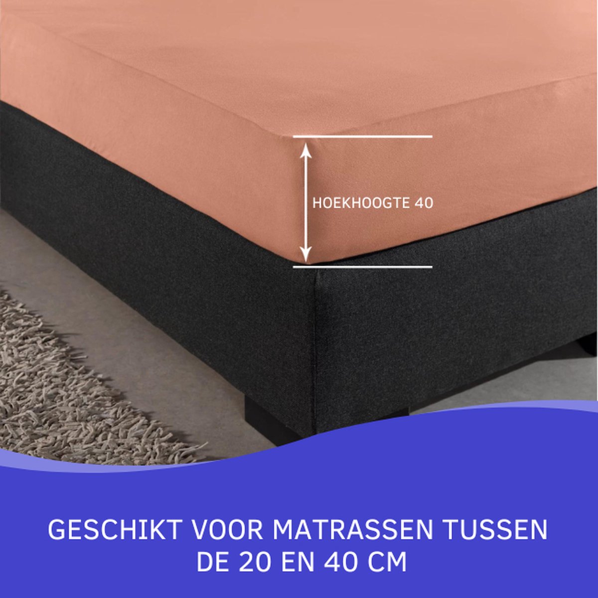 Slaaptextiel Zavelo Double Jersey Hoeslaken Perzik-1-persoons (90x220 Cm) - Roze