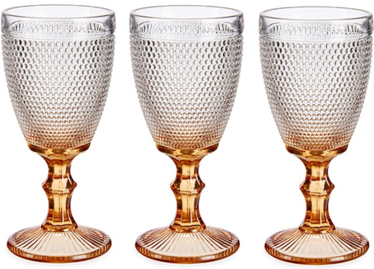 Vivalto Luxe Monaco Serie Wijnglazen Set 12x Stuks Op Gouden Voet 330 Ml - Wijnglazen