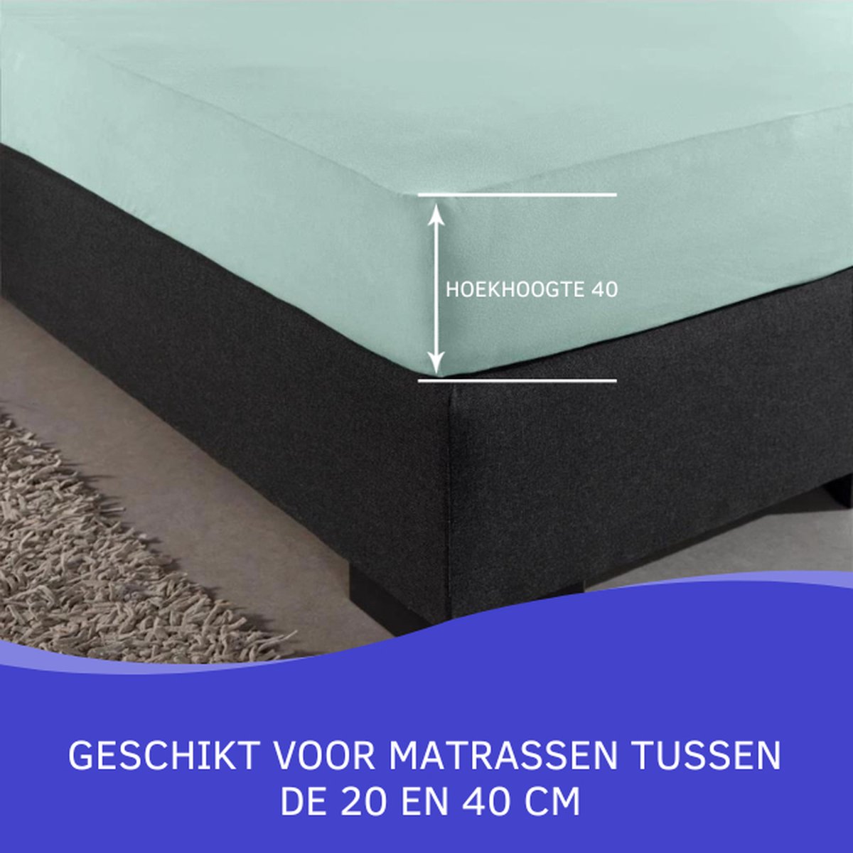 Slaaptextiel Zavelo Double Jersey Hoeslaken Pastel-1-persoons (90x220 Cm) - Blauw