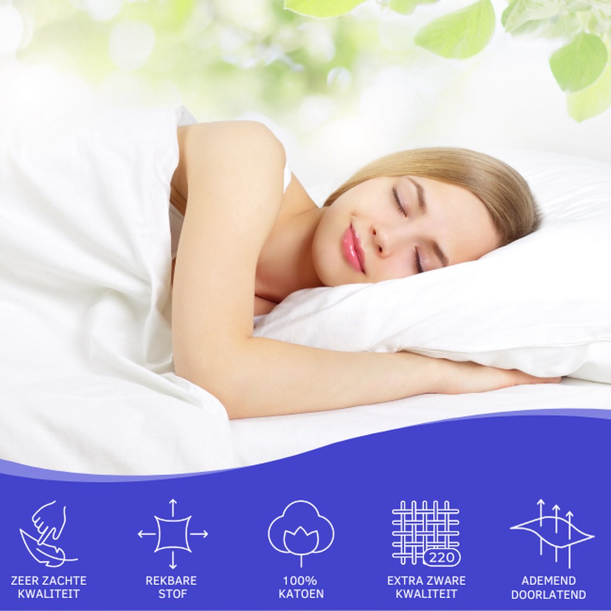 Slaaptextiel Zavelo Double Jersey Hoeslaken Pastel-1-persoons (90x220 Cm) - Blauw