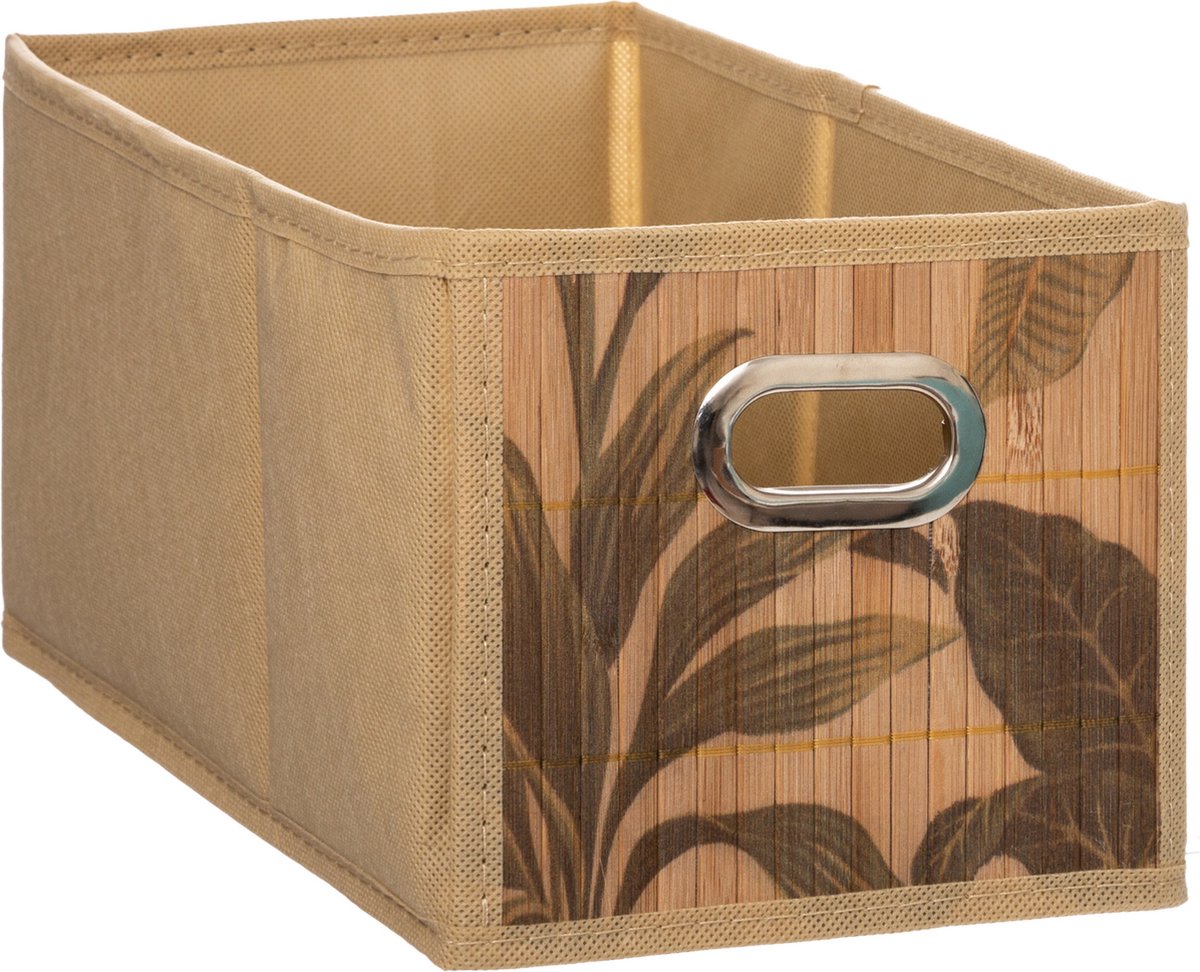 3x Stuks Opbergmand/kastmand 6.5 Liter Linnen/bamboe 15 X 14 X 31 Cm - Opbergmanden - Beige