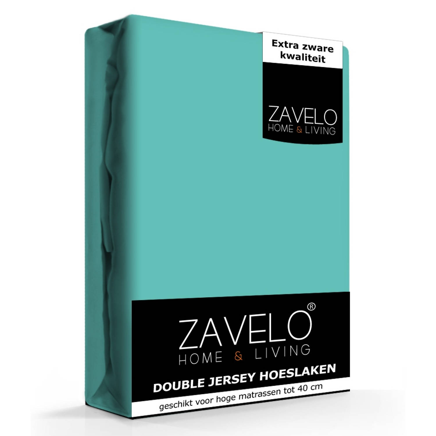 Slaaptextiel Zavelo Double Jersey Hoeslaken Turquoise-2-persoons (140x200 Cm) - Blauw