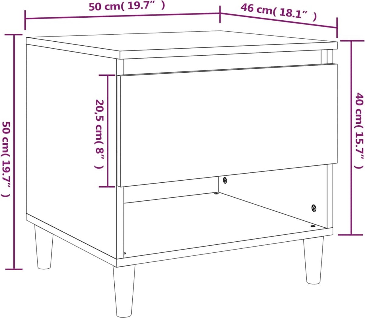 Vidaxl Nachtkastjes 2 St 50x46x50 Cm Bewerkt Houteikenkleurig - Bruin