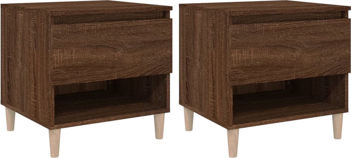 Vidaxl Nachtkastjes 2 St 50x46x50 Cm Bewerkt Houteikenkleurig - Bruin