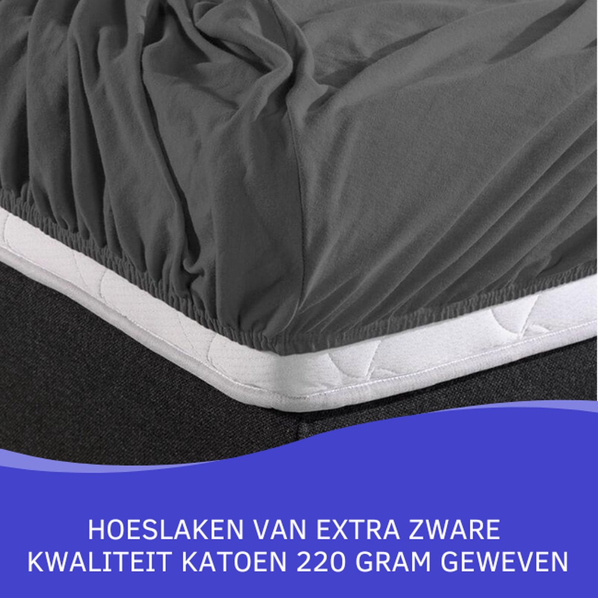 Slaaptextiel Zavelo Double Jersey Hoeslaken Antraciet-1-persoons (90x220 Cm) - Grijs