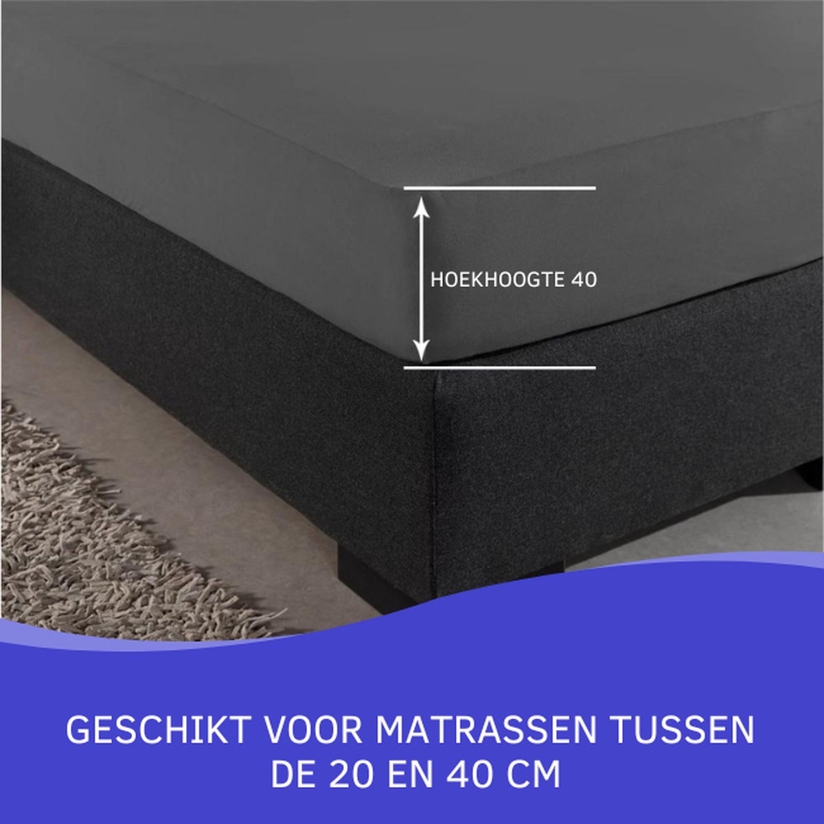 Slaaptextiel Zavelo Double Jersey Hoeslaken Antraciet-1-persoons (90x220 Cm) - Grijs
