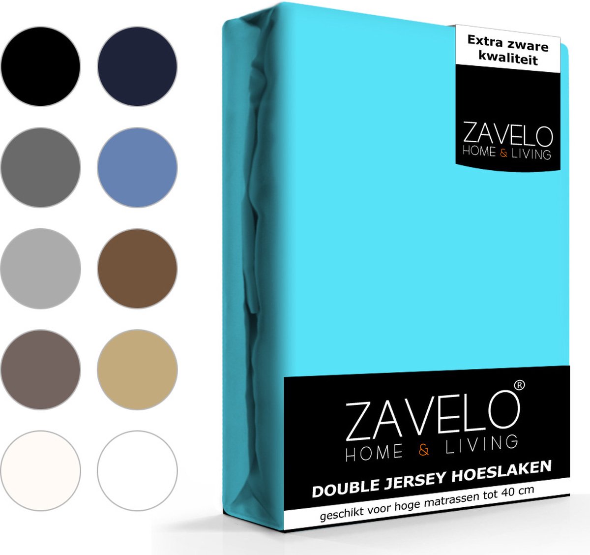 Slaaptextiel Zavelo Double Jersey Hoeslaken Turquoise-lits-jumeaux (160x200 Cm) - Blauw