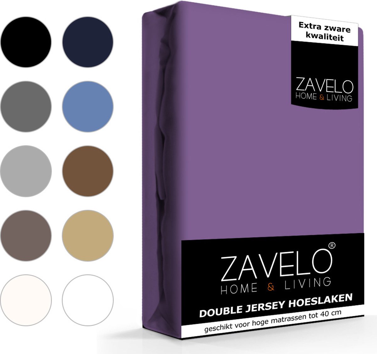 Slaaptextiel Zavelo Double Jersey Hoeslaken-lits-jumeaux (200x220 Cm) - Paars