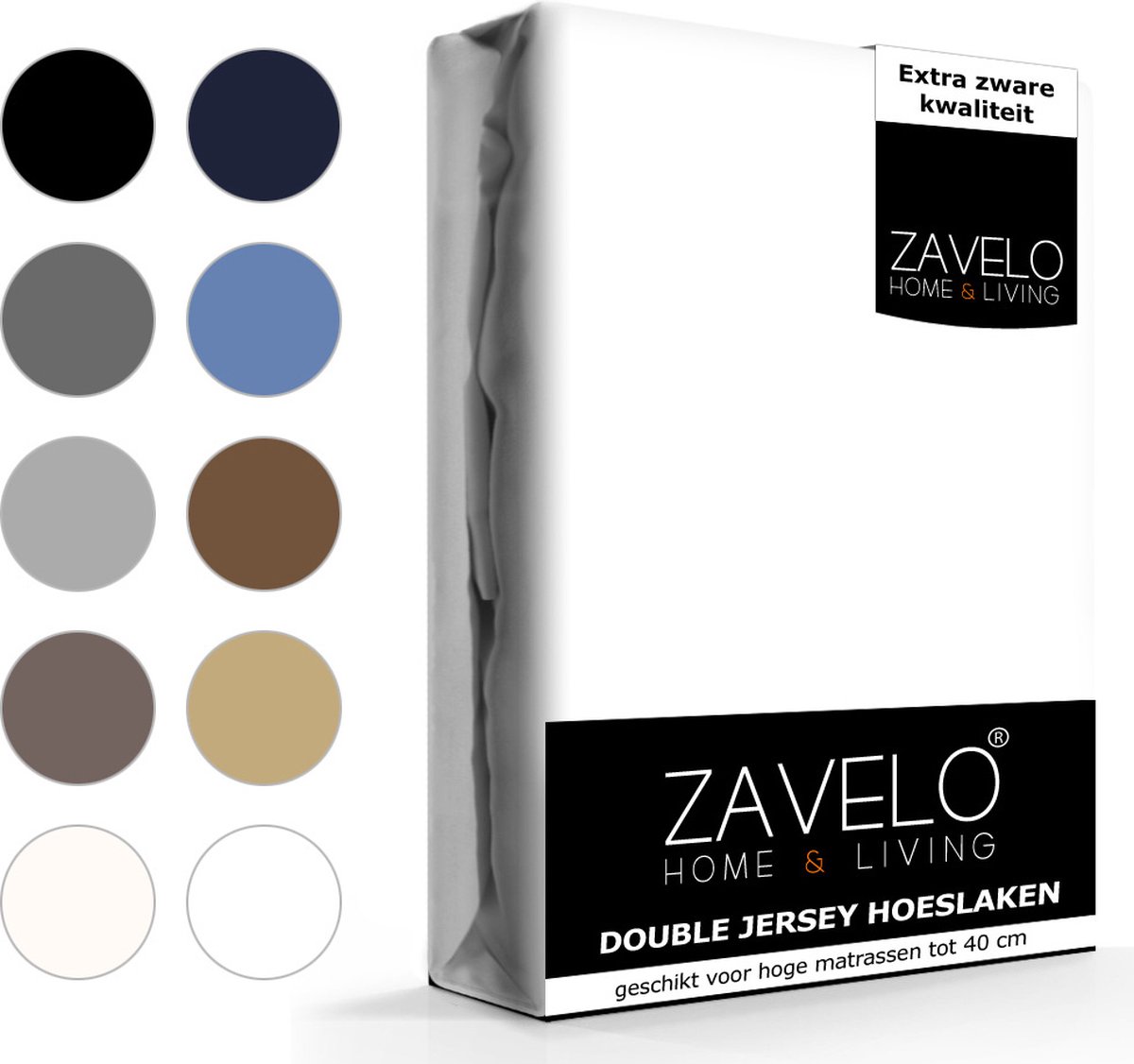 Slaaptextiel Zavelo Double Jersey Hoeslaken Wit-lits-jumeaux (180x200 Cm)