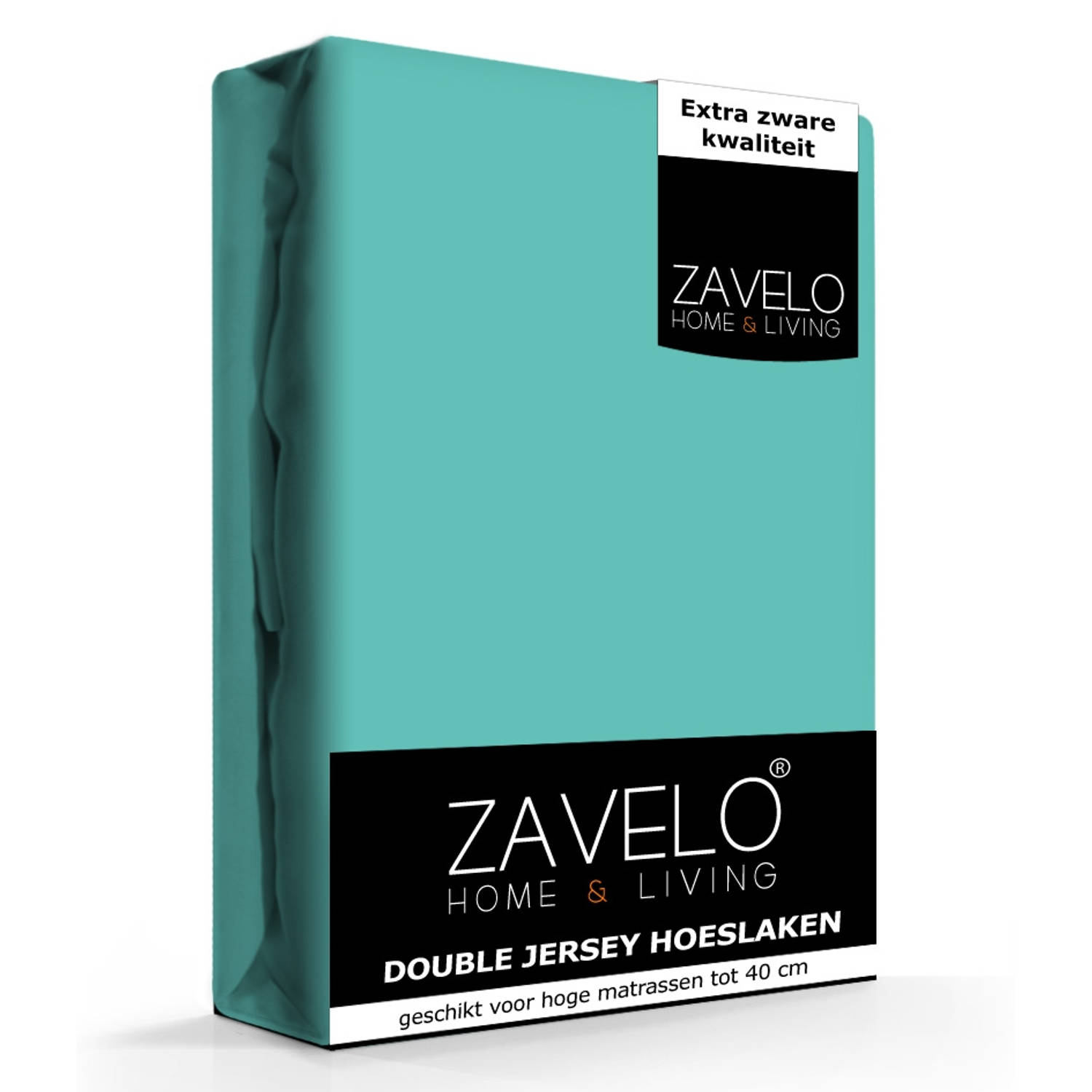Slaaptextiel Zavelo Double Jersey Hoeslaken Turquoise-lits-jumeaux (200x220 Cm) - Blauw