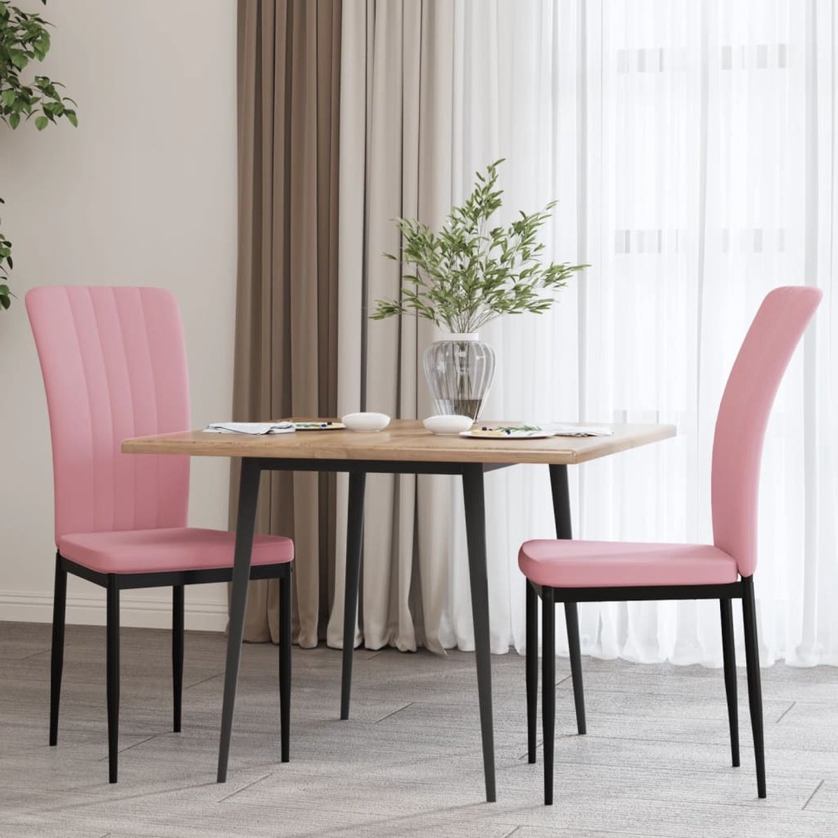 Vidaxl Eetkamerstoelen 2 St Fluweel - Roze